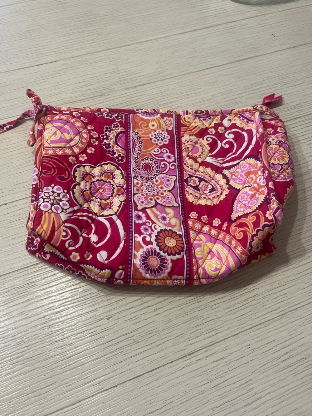 Vera Bradley Raspberry Fizz Zippered Travel Pouch With Soft Lining Pink Floral